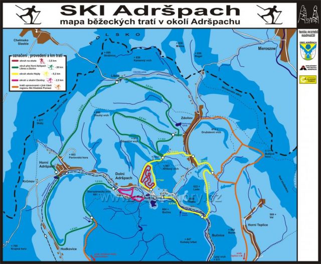 Adršpach a okolí -běžecké stopy