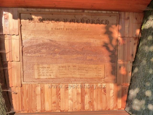 Adolfovice - informační tabule na odpočívadle před penzionem Mlýnky