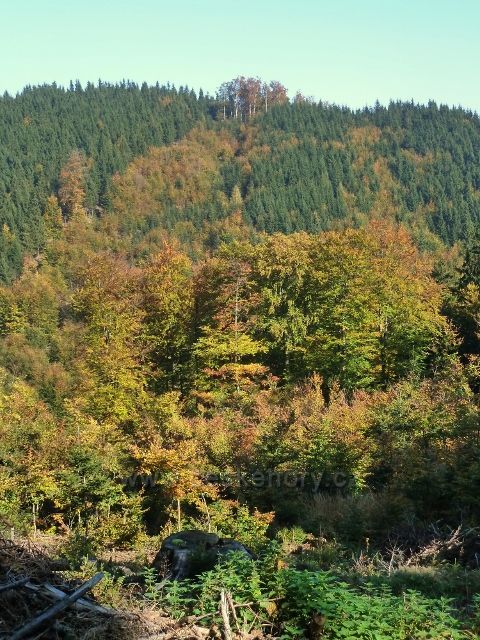 Horní Lipová - pohled z cyklostezky 6044 na protilehlý hřeben mezi Lučním vrchem a Jesenným