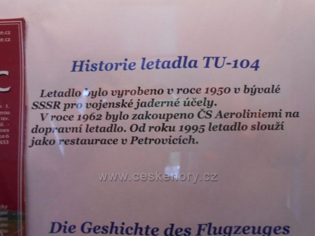 Air restaurant Petrovice - historie letadla