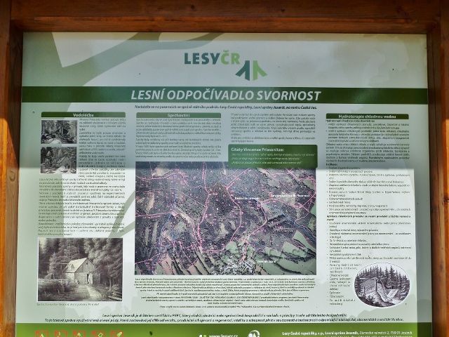 Lázně Jeseník - tabule lesního odpočívadla Svornost