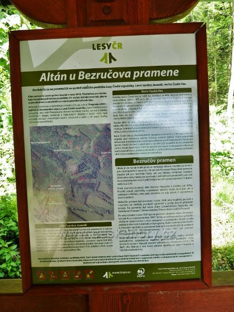 Lázně Jeseník - tabule Altán u Bezručova pramene