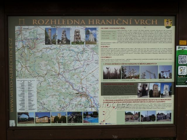 Město Albrechtice - informační tabule pod rozhlednou na Hraničním vrchu