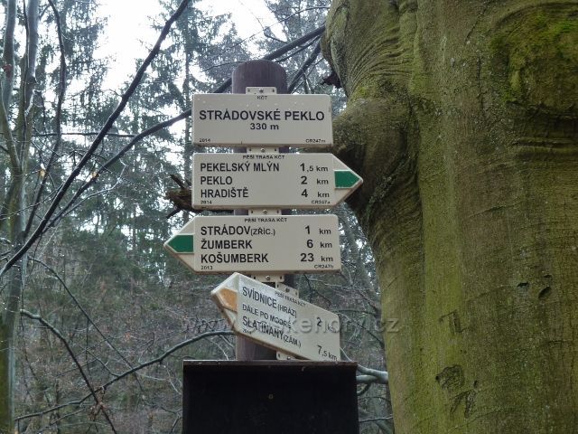 Strádovské peklo - turistický rozcestník
