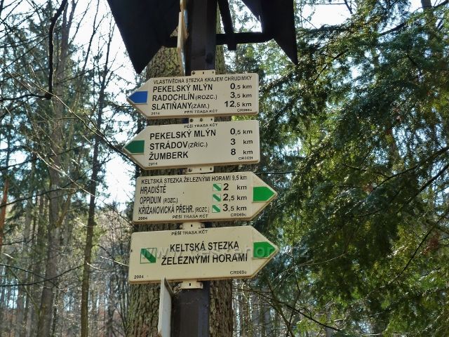Turistický rozcestník v Pekle - směr Krkanka