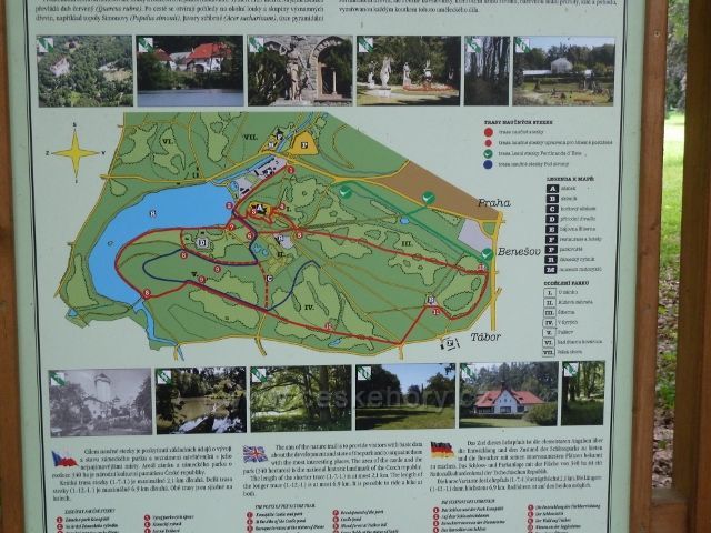 Konopiště - informační tabule Okružní trasy areálem zámeckého parku