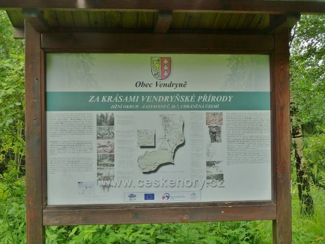 Kozinec - informační panel NS Za krásami vendryňské přírody na rozcestí U Malého Kozince