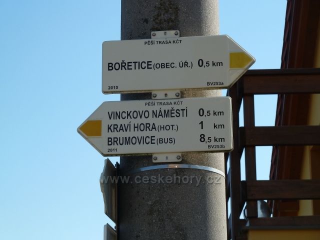 Bořetice - turistický rozcestník u žst.