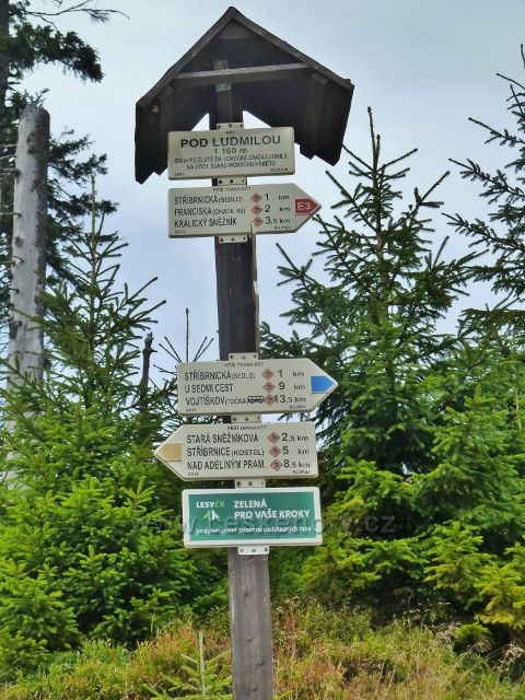 Králický Sněžník - turistický rozcestník Pod Ludmilou
