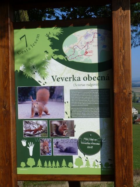 Dlouhoňovice - tabule 7. zastavení Cesty lesem