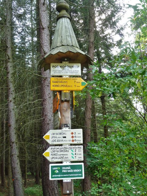 Horní Lipová - turistický rozcestník "Pod Kopřivným"