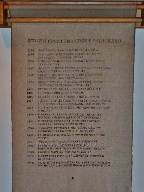Hodslavice - interiér památníku Fr.Palackého. Životní cesta Františka Palackého.