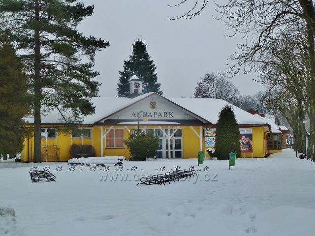 Žamberk - areál aquaparku pod sněhovou pokrývkou