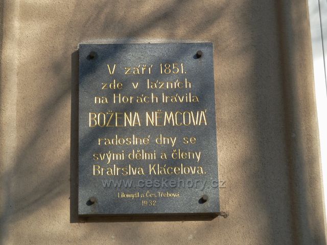 Č.Třebová - pamětní deska Boženy Němcové na objektu restaurace Na Horách