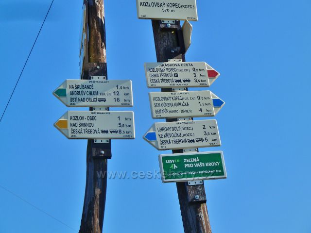 Turistický rozcestník Kozlovský kopec(570 m.n.m.)