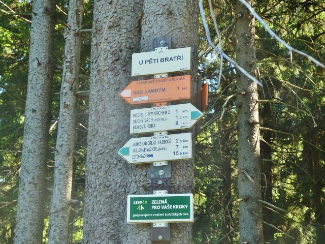 Turistický rozcestník U Pěti bratří nad Jamným n.O.