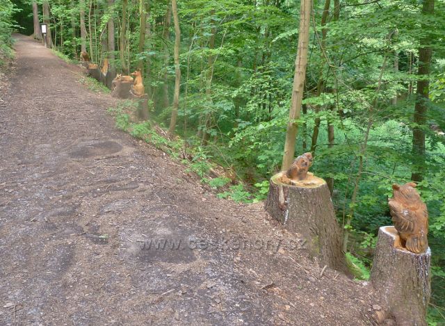 PR Krkanka - dřevořezby podél cesty po zelené TZ do Hradiště