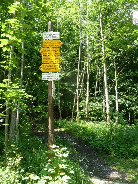 Lázně Jeseník - turistický rozcestník "Pod přírodní sprchou"