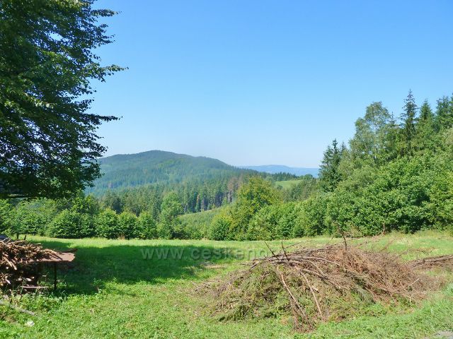 Bukovec - pohled na vrch Gírová (840 m.n.m.) z úbočí vrchu Na Dílech