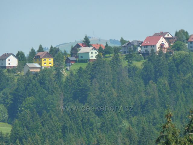 Hrčava - pohled k Jaworzynce, v pozadí vrch Wawrzaczow Grůň(657 m.n.m.)