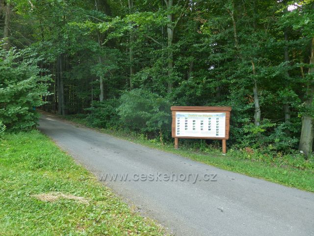 Hrádek - tabule "Cestou na Filipku" u silničky k horské chatě Hrádek