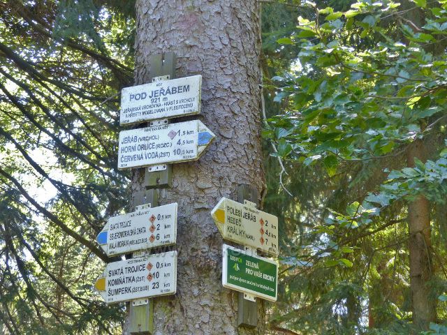 Podlesí - turistický rozcestník "Pod Jeřábem, 921 m.n.m."