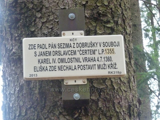 Vamberk - informační tabulka u smírčího kříže na Chlumu