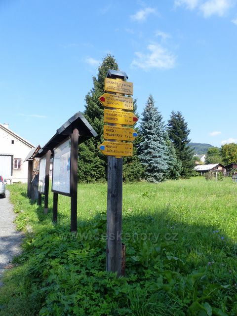 Loučná nad Desnou - turistický rozcestník "Loučná nad Desnou(centrum), 495 m.n.m."