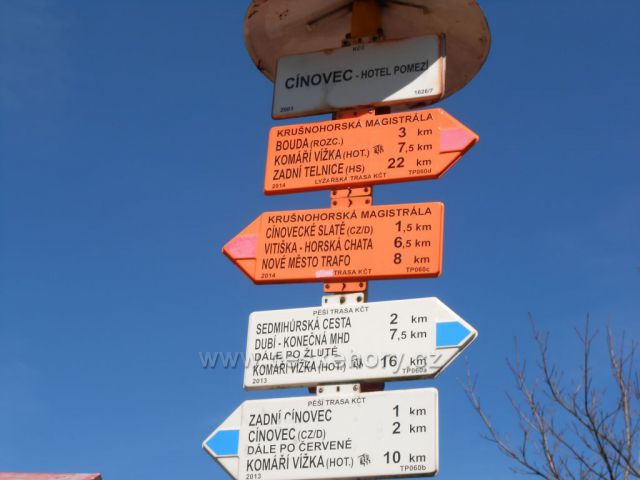rozcestník na Cínovci