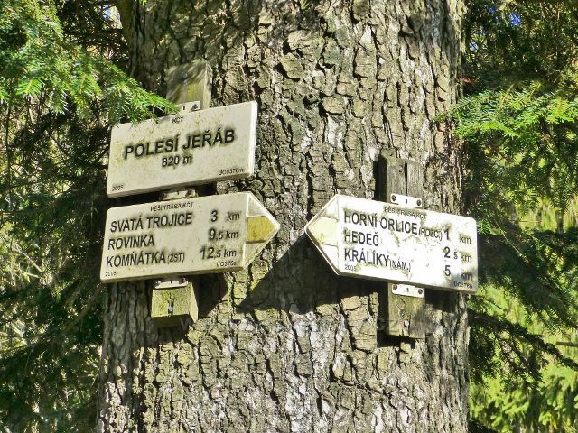 Turistický rozcestník "Polesí Jeřáb, 820 m.n.m."