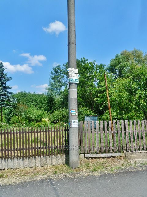 Tupadly - turistický rozcestník před zvoničkou