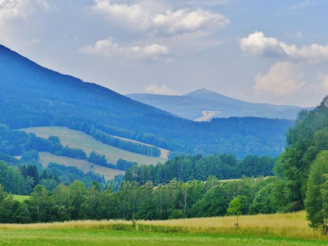 Svoboda nad Úpou - pohled ze Sluneční stráně na Sněžku