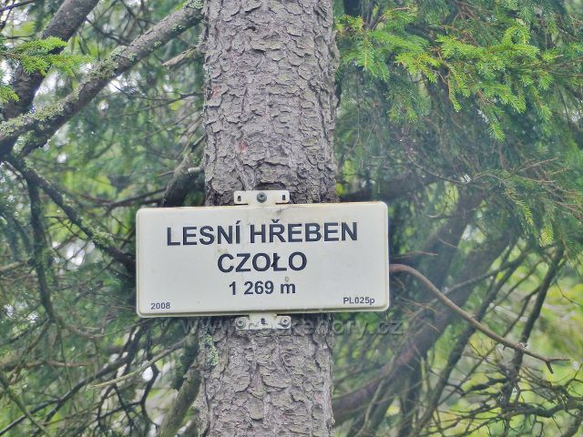 Horní Malá Úpa - turistická tabulka "Lesní hřeben Czolo 1269 m.n.m."