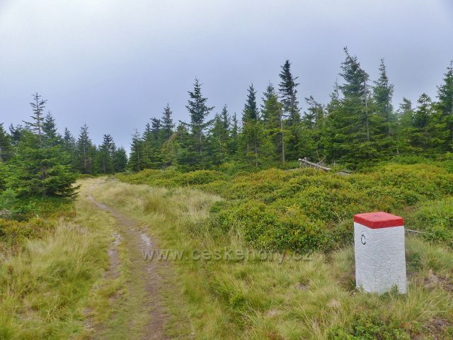 Malá Úpa - hraniční mezník u stezky z Lysečinské hory k Pomezním boudám