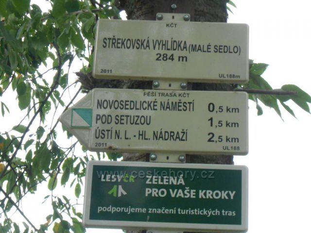 rozcestník na Střekovské vyhlídce