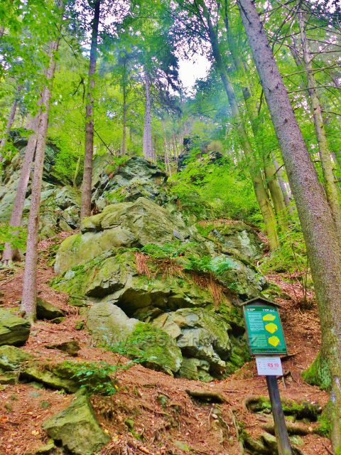 Semily - Riegrova stezka. Informační tabule "Vrásnění" a bod záchrany RS 10