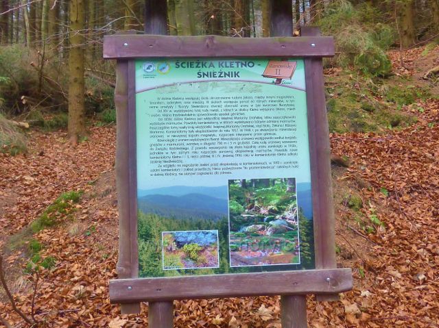 Kletno - informační tabule na II. stanovišti stezky Kletno-Sněžník