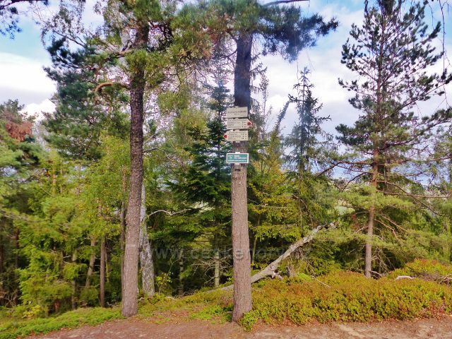 Kozákov - turistický rozcestník "Drábovna pod Kozákovem, 667 m.n.m."