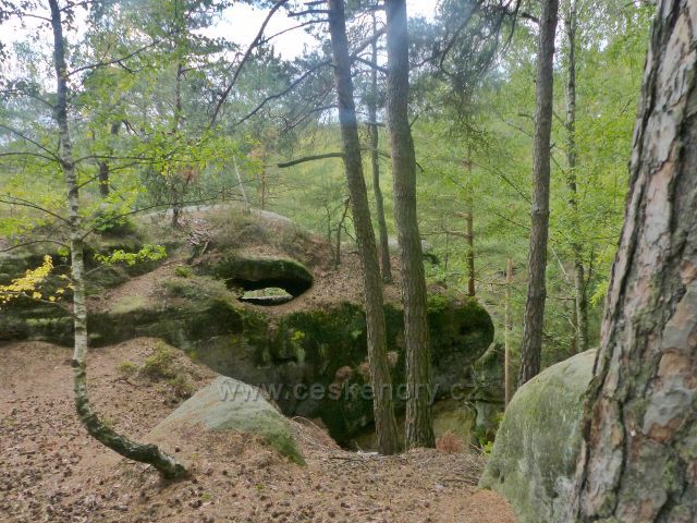 Klokočské skály - trasa po žluté TZ vede po hřebeni skal