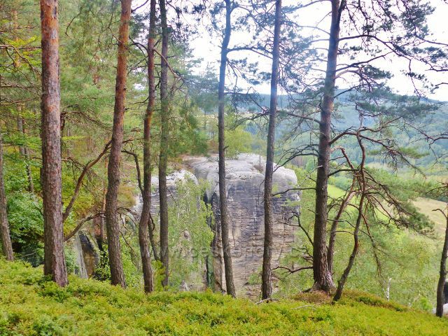 Klokočské skály - vyhlídkové místo - z trasy po červené TZ po hřebenu skal k rozcestí Zdenčina skála