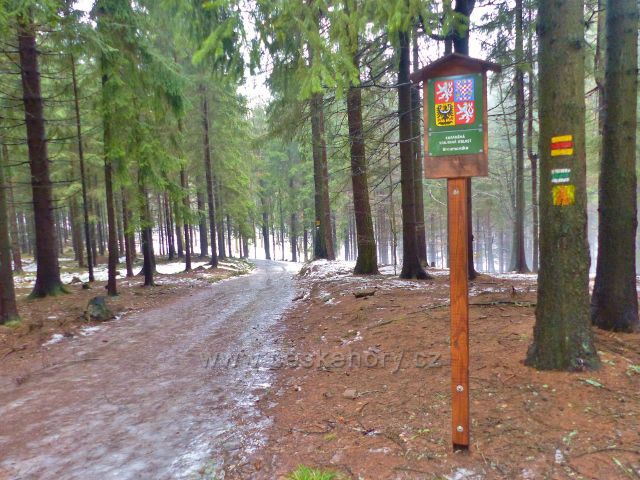 Jestřebí hory - rozcestím Bílý kůl prochází hranice CHKO Broumovsko
