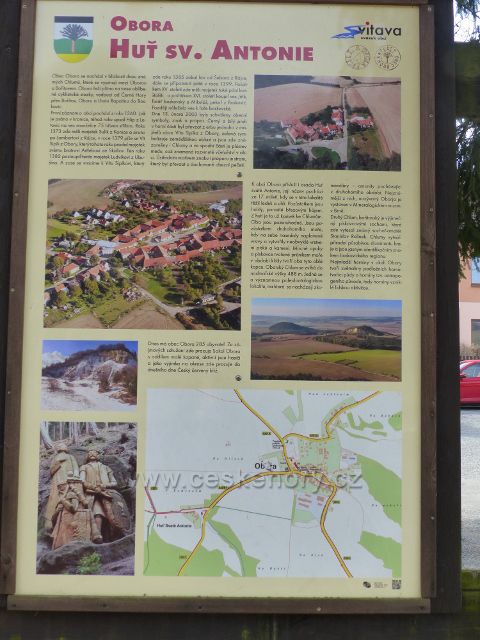 Obora - informační panel na rozcestí "Obora-Hutě"