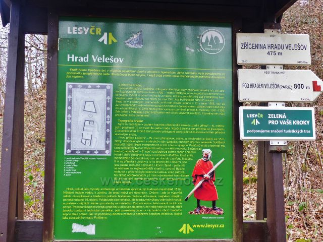 Potštejn - informační panel Hrad Velešov v areálu zříceniny