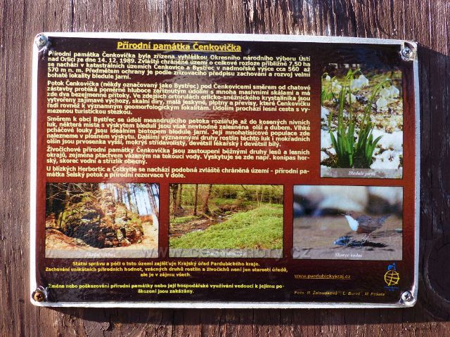Přírodní památka Čenkovička - informační tabulka