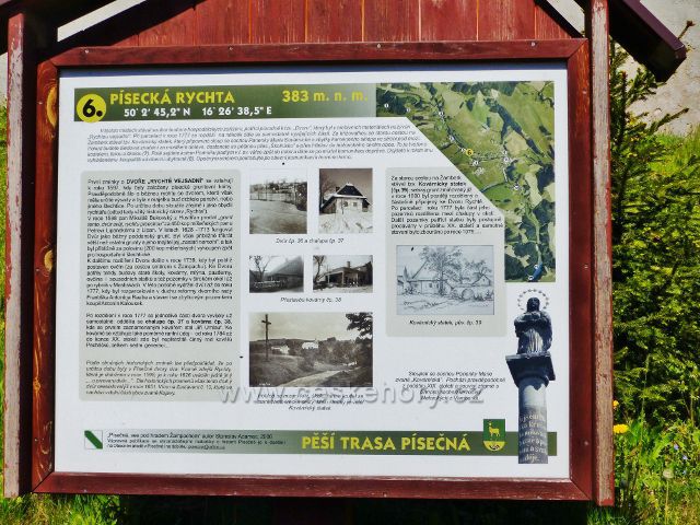 Písečná. Informační panel před objektem bývalé rychty