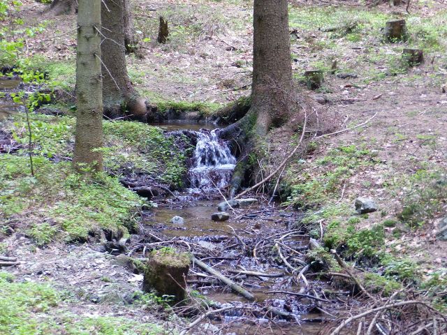 Petříkov - nejužší místo k překročení potoku pod bývalou štolou grafitovéhoé dolu