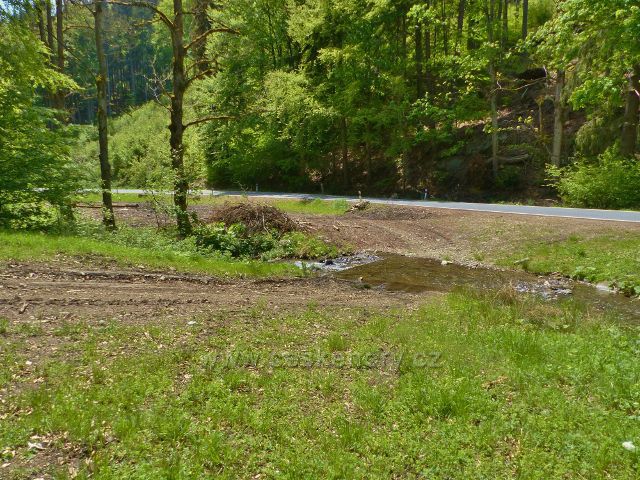Staré Město - cesta z Adamovského hřbetu končí brodem přes Vrbenský potok na silničce z Velkého Vrbna do Starého Města