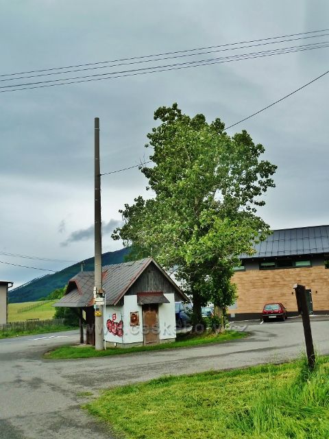 Bystré - rozcestí Na Pekliskách s autobusovou zastávkou