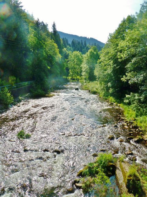 Ostravice - pohled na řeku Ostravici ze silničního mostu