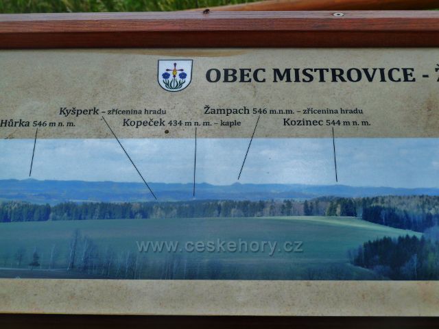 Mistrovice,vrchol Židovo kopce - vyhlídkový panel